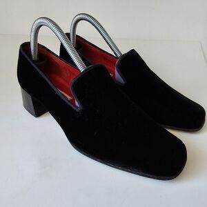 Talbots Velvet Black Pumps Low Heel Dressy Holiday Special Occasion Shoes Size 8